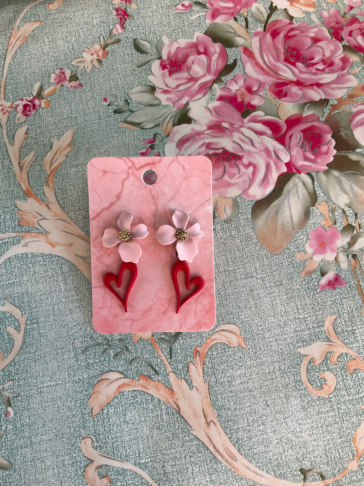 Pendientes flor y corazón