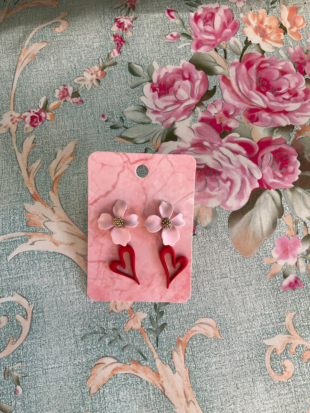 Pendientes flor y corazón