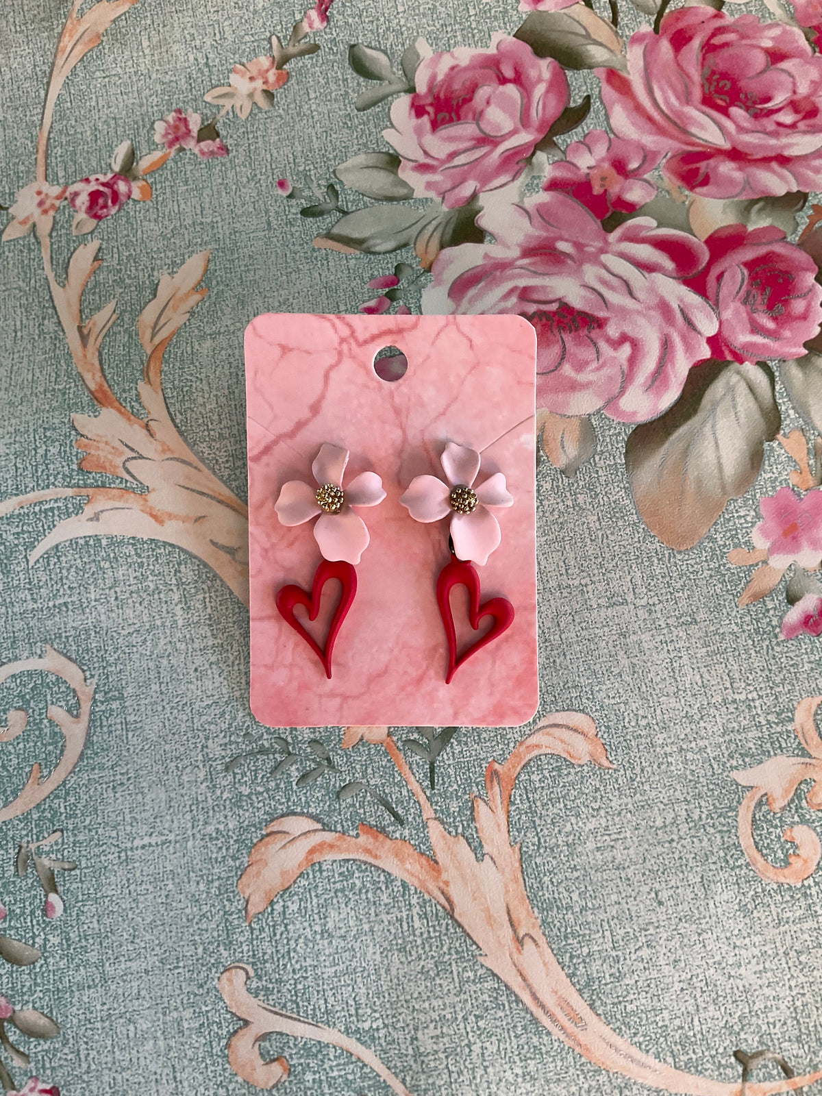 Pendientes flor y corazón