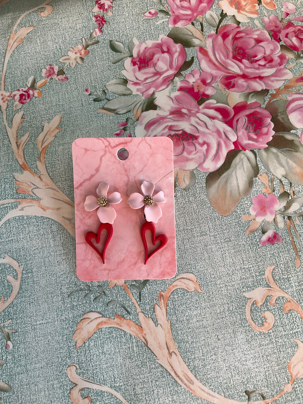 Pendientes flor y corazón