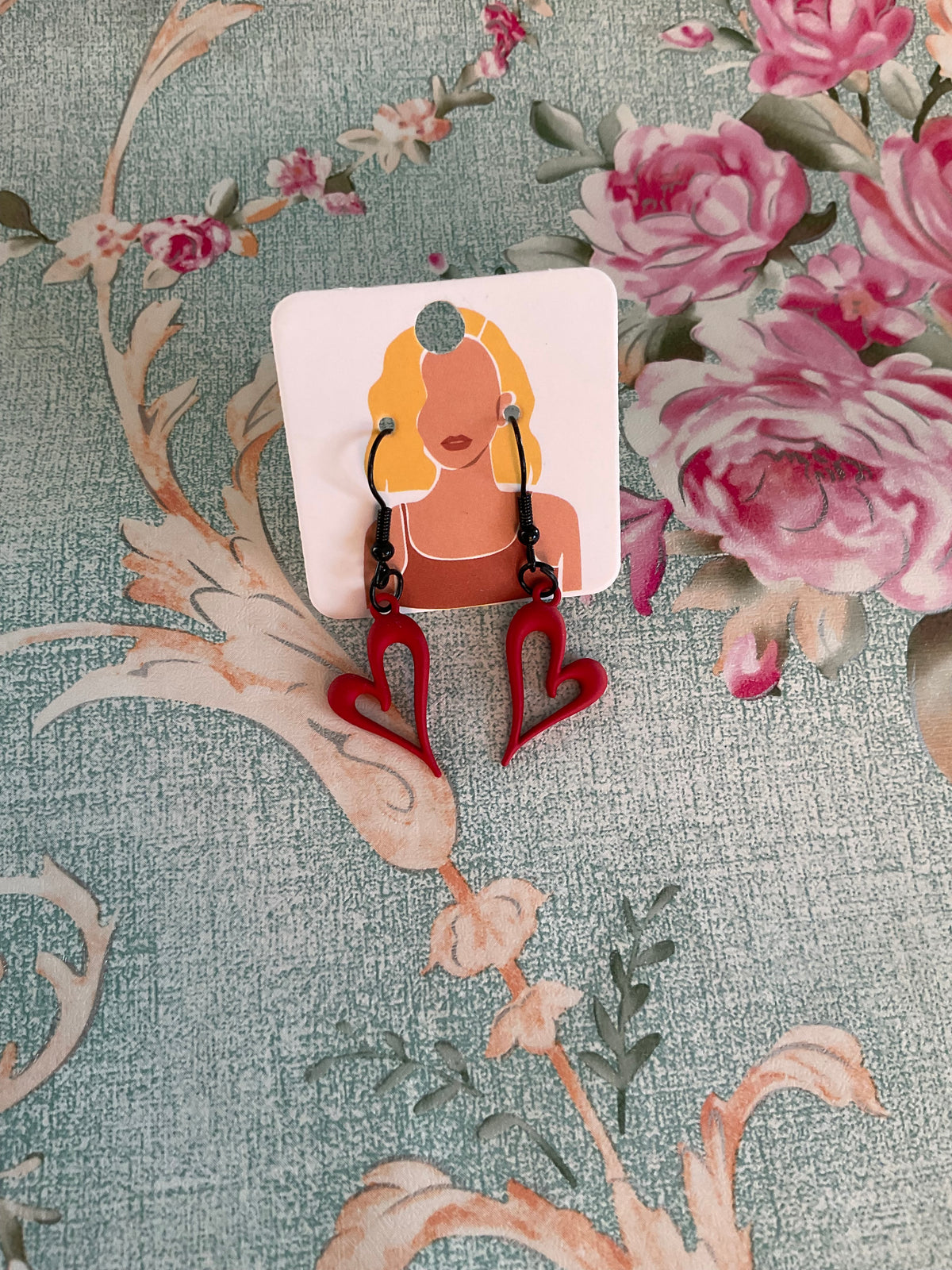 Pendientes corazón rojo