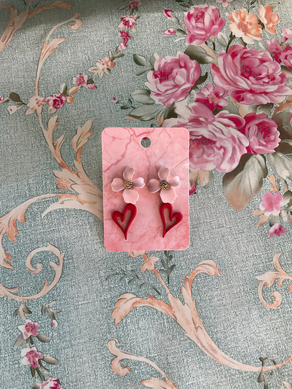 Pendientes flor y corazón