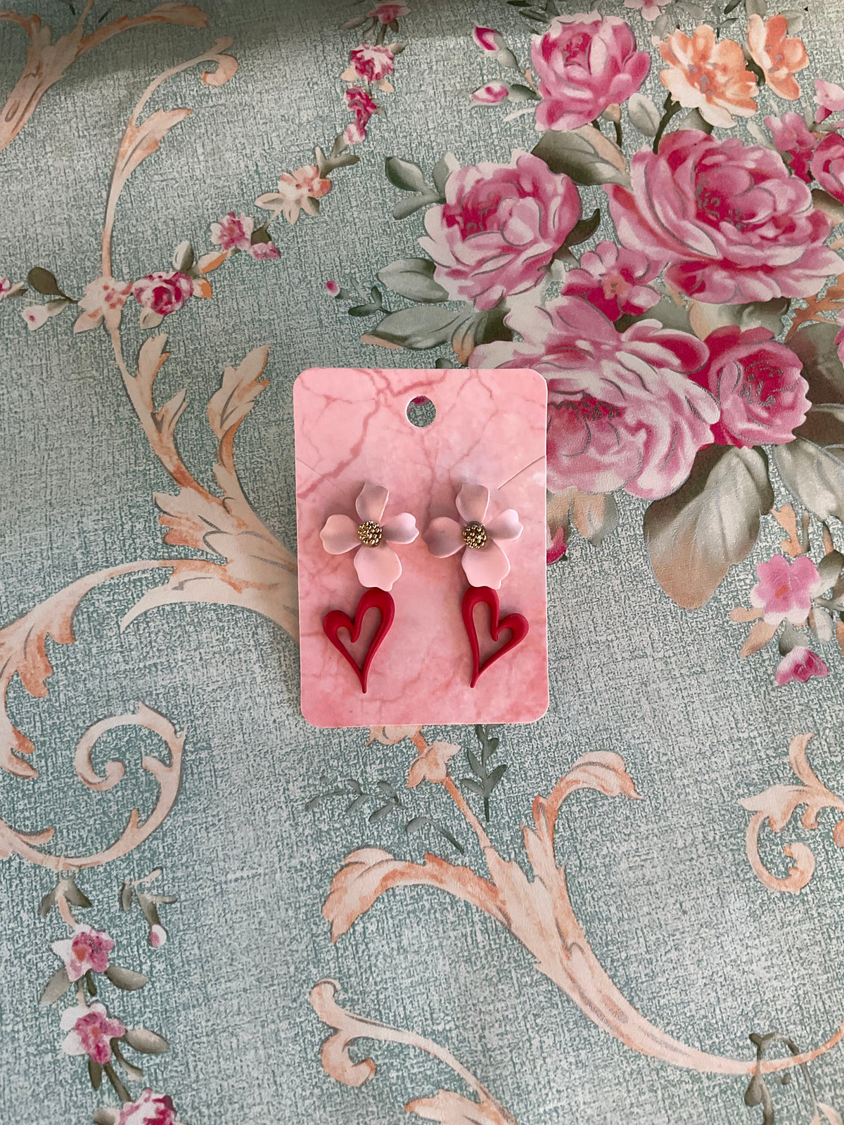 Pendientes flor y corazón