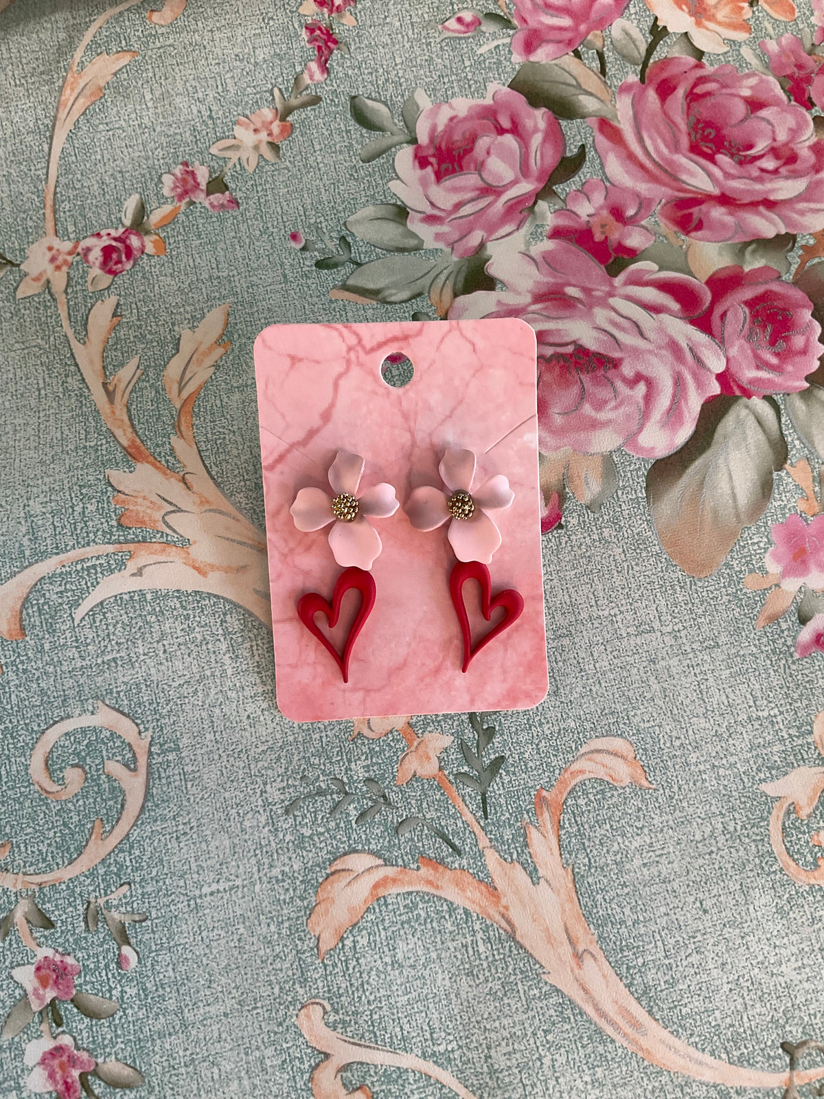 Pendientes flor y corazón